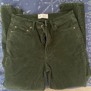 Green corduroy, high waisted pants